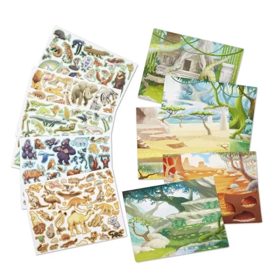 Melissa & Doug Kreatív játék, Újrahasználható matrica készlet, dzsungel és szavanna
