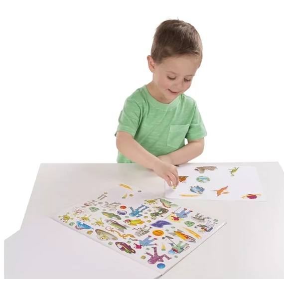 Melissa & Doug Kreatív játék, Matricagyűjtő füzet 500 matricával, dinó, járművek, univerzum