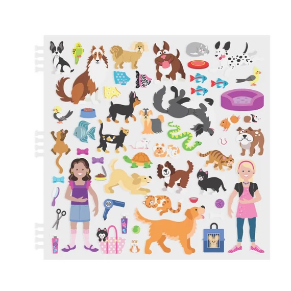 Melissa & Doug Kreatív játék, Pufi matrica készlet, házi kedvencek