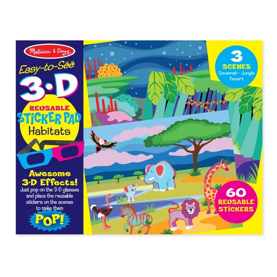 Melissa & Doug Kreatív játék, 3D újrahasználható matrica készlet, természet
